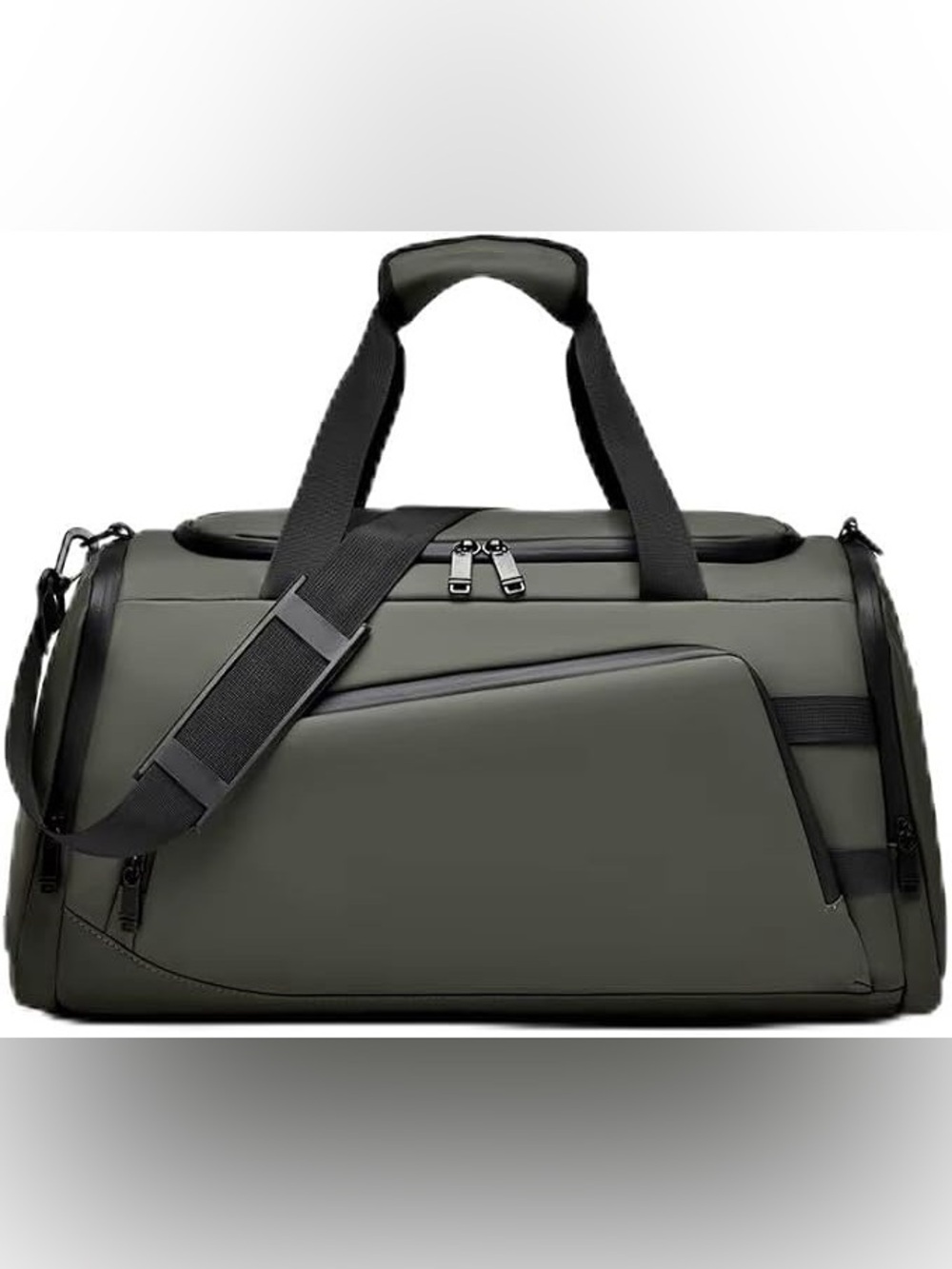 Olive Green Gym Bag with Black Trim - Shoe Compartment
